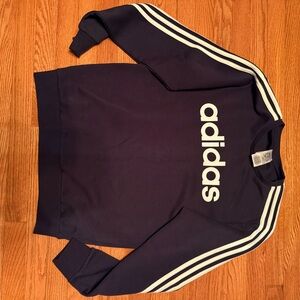 Adidas Navy Sweatshirt with White Stripes. Sz Medium